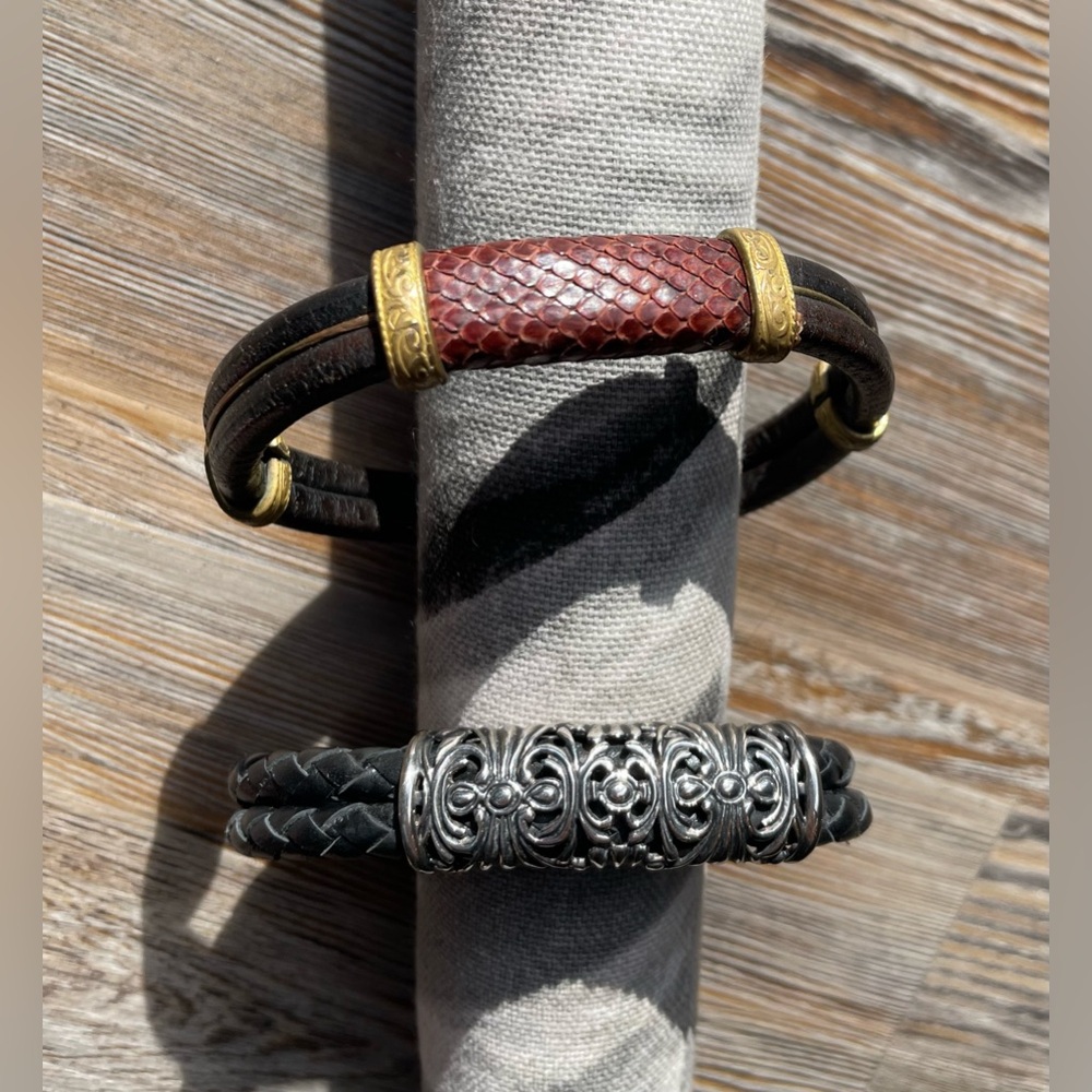 Joseph Esposito 925 Vintage & Elegant Brown and Red Leather Bracelet